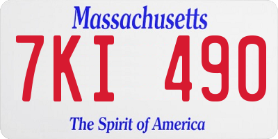MA license plate 7KI490