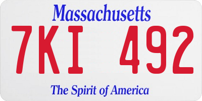 MA license plate 7KI492