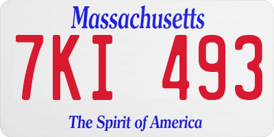 MA license plate 7KI493