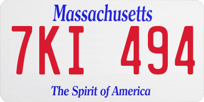 MA license plate 7KI494