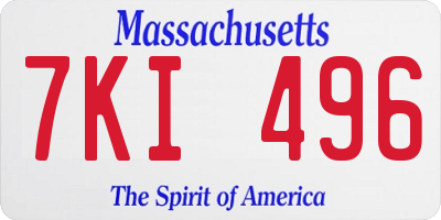 MA license plate 7KI496