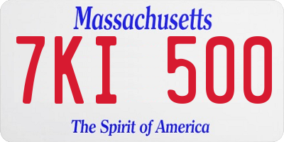 MA license plate 7KI500