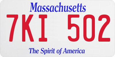 MA license plate 7KI502