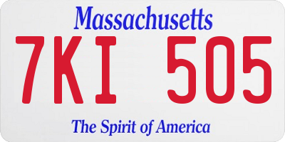 MA license plate 7KI505