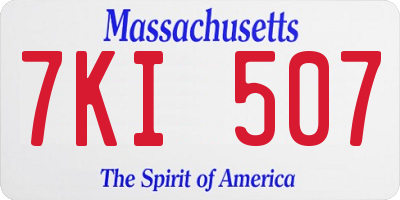 MA license plate 7KI507
