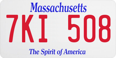 MA license plate 7KI508