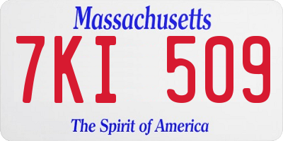 MA license plate 7KI509
