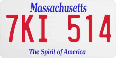 MA license plate 7KI514