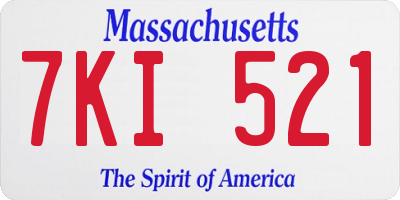 MA license plate 7KI521