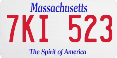 MA license plate 7KI523