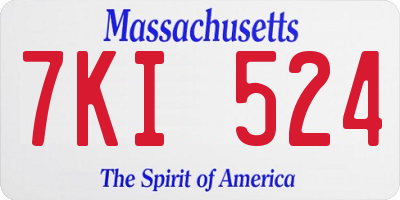 MA license plate 7KI524