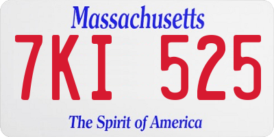 MA license plate 7KI525