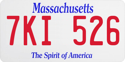 MA license plate 7KI526