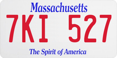 MA license plate 7KI527