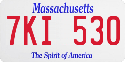 MA license plate 7KI530