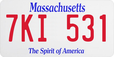 MA license plate 7KI531