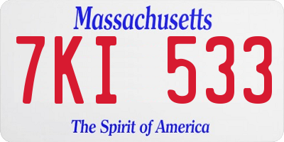 MA license plate 7KI533