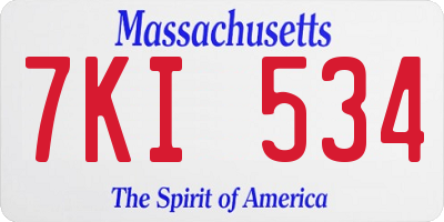 MA license plate 7KI534