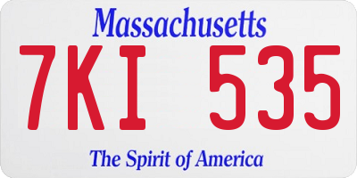 MA license plate 7KI535
