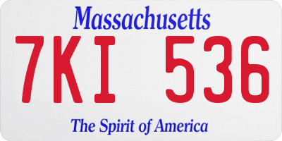 MA license plate 7KI536