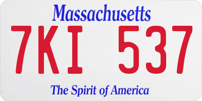 MA license plate 7KI537