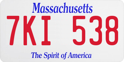 MA license plate 7KI538