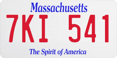 MA license plate 7KI541
