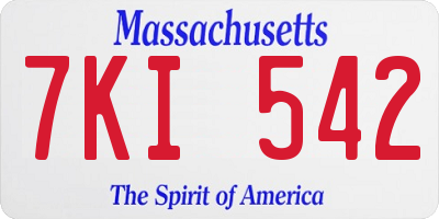 MA license plate 7KI542