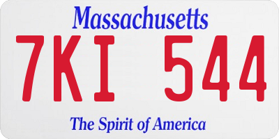 MA license plate 7KI544