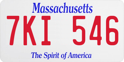 MA license plate 7KI546