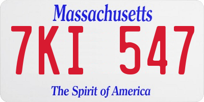MA license plate 7KI547