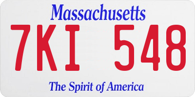 MA license plate 7KI548