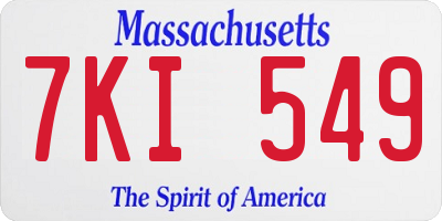 MA license plate 7KI549