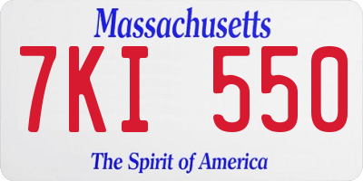 MA license plate 7KI550