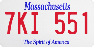 MA license plate 7KI551