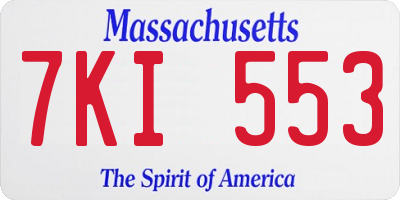 MA license plate 7KI553