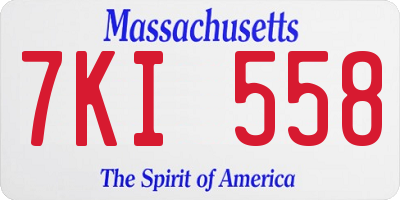 MA license plate 7KI558