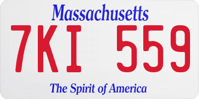 MA license plate 7KI559