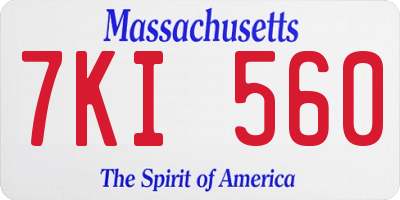 MA license plate 7KI560