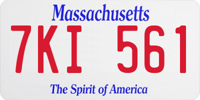 MA license plate 7KI561