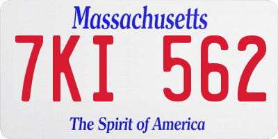 MA license plate 7KI562