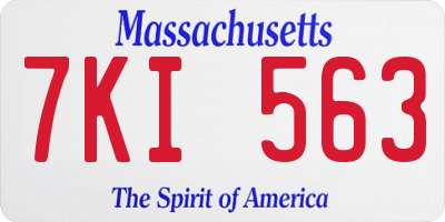 MA license plate 7KI563