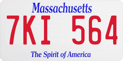 MA license plate 7KI564