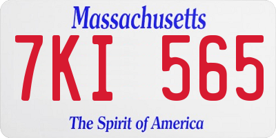 MA license plate 7KI565