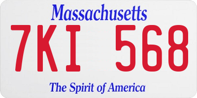 MA license plate 7KI568