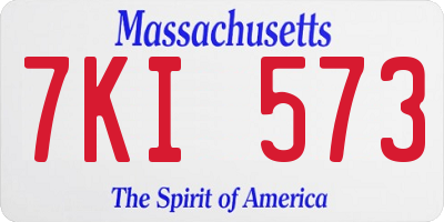 MA license plate 7KI573