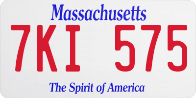 MA license plate 7KI575