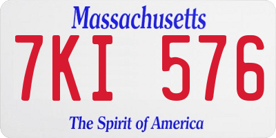 MA license plate 7KI576