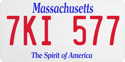MA license plate 7KI577