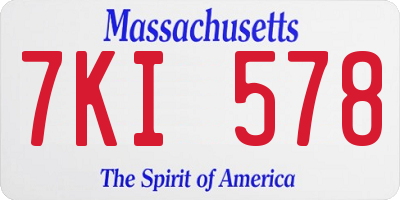 MA license plate 7KI578